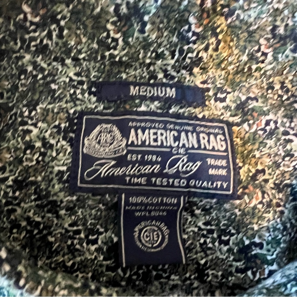 American Rag Mens Medium Button Up Patterned Floral - Picture 3 of 3